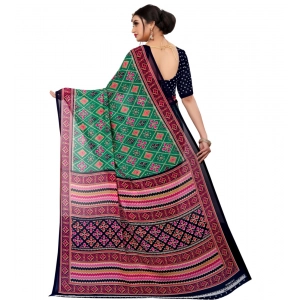 Generic Women's Georgette Floral Print Saree With Unstitched Blouse 5.5Mtr (Green)