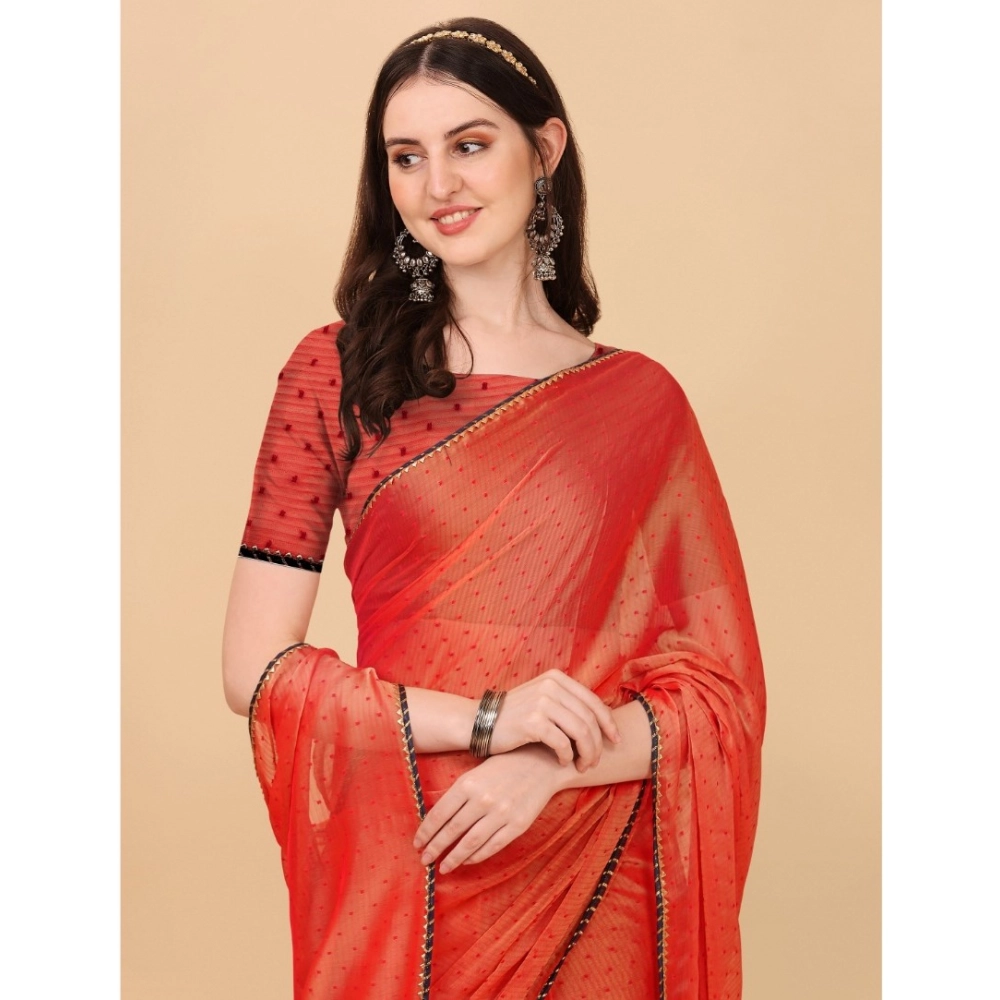 Women's Silk Blend Embellished Saree With Unstitched Blouse 5.5Mtr (Red) Women's Silk Blend Embellished Saree With Unstitched Blouse 5.5Mtr (Red)