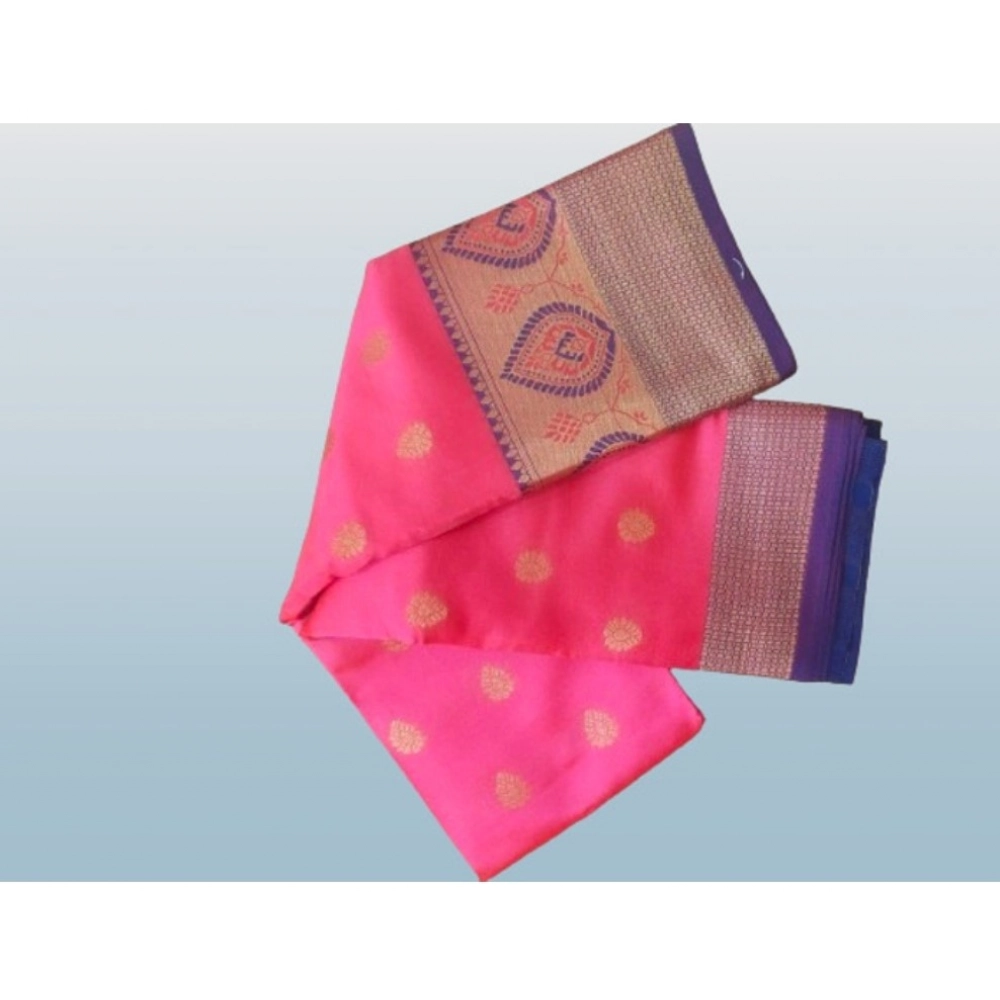 Women's Silk Blend Woven Saree With Unstitched Blouse 5.5Mtr (Pink) Women's Silk Blend Woven Saree With Unstitched Blouse 5.5Mtr (Pink)