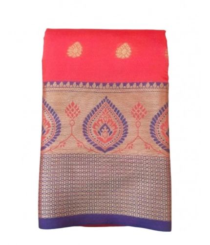 Women's Silk Blend Woven Saree With Unstitched Blouse 5.5Mtr (Red)