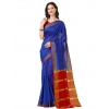 Women's Cotton Silk Checkered Saree With Unstitched Blouse 5.5Mtr (Blue)