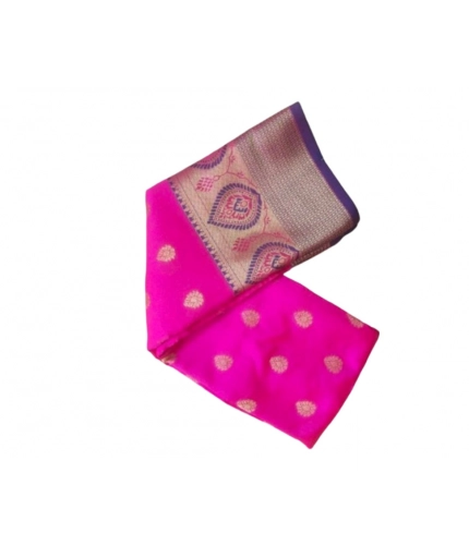 Women's Silk Blend Woven Saree With Unstitched Blouse 5.5Mtr (Pink)
