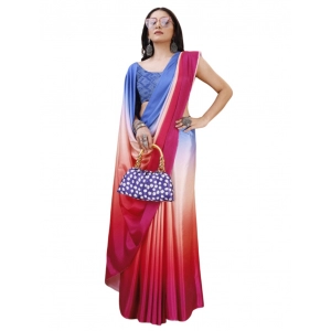 Generic Women's Crepe Digital Print Saree With Unstitched Blouse 5.5Mtr (Red)