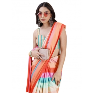 Generic Women's Crepe Digital Print Saree With Unstitched Blouse 5.5Mtr (Multicolor)
