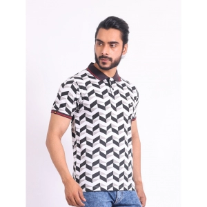 Generic Men's Casual Cotton Printed Polo Neck Half Sleeve T-Shirt (White)