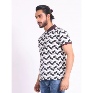 Generic Men's Casual Cotton Printed Polo Neck Half Sleeve T-Shirt (White)