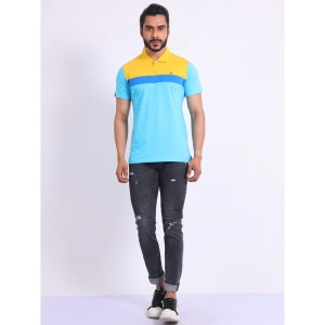 Generic Men's Casual Cotton Printed Polo Neck Half Sleeve T-Shirt (Skyblue)