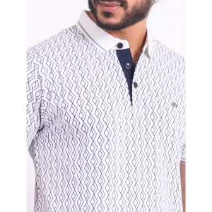 Generic Men's Casual Cotton Printed Polo Neck Half Sleeve T-Shirt (White)