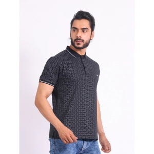Generic Men's Casual Cotton Printed Polo Neck Half Sleeve T-Shirt (Black)