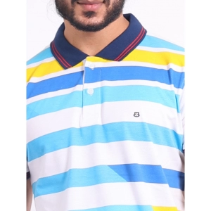 Generic Men's Casual Cotton Printed Polo Neck Half Sleeve T-Shirt (White)