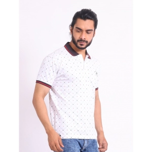 Generic Men's Casual Cotton Printed Polo Neck Half Sleeve T-Shirt (White)