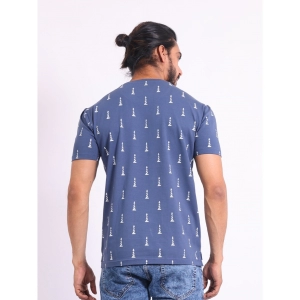 Generic Men's Casual Cotton Printed Round Neck Half Sleeve T-Shirt (Blue)