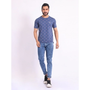 Generic Men's Casual Cotton Printed Round Neck Half Sleeve T-Shirt (Blue)