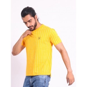 Generic Men's Casual Cotton Printed Round Neck Half Sleeve T-Shirt (Mustard)