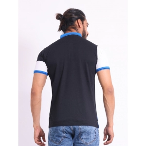 Generic Men's Casual Cotton Printed Polo Neck Half Sleeve T-Shirt (Black)
