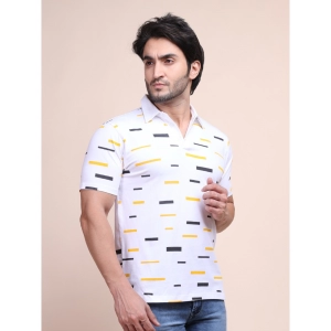 Generic Men's Casual Cotton Printed Polo Neck Half Sleeve T-Shirt (White)