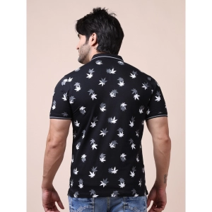 Generic Men's Casual Cotton Printed Polo Neck Half Sleeve T-Shirt (Black)