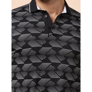 Generic Men's Casual Cotton Printed Polo Neck Half Sleeve T-Shirt (Black)