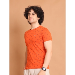 Generic Men's Casual Cotton Printed Round Neck Half Sleeve T-Shirt (Rust)