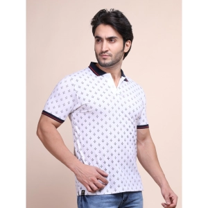 Generic Men's Casual Cotton Printed Polo Neck Half Sleeve T-Shirt (White)