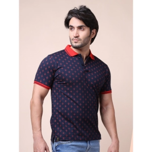 Generic Men's Casual Cotton Printed Polo Neck Half Sleeve T-Shirt (Navy)