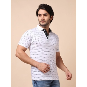 Generic Men's Casual Cotton Printed Polo Neck Half Sleeve T-Shirt (White)