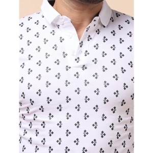 Generic Men's Casual Cotton Printed Polo Neck Half Sleeve T-Shirt (White)