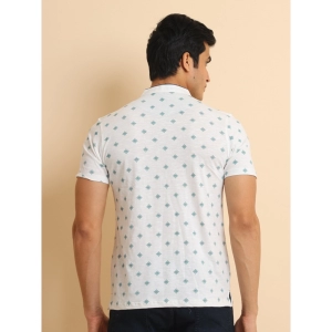 Generic Men's Casual Cotton Printed Mandarin Collar Half Sleeve T-Shirt (Offwhite)