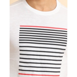 Generic Men's Casual Cotton Printed Round Neck Half Sleeve T-Shirt (White)