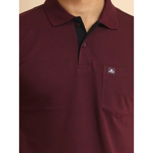 Generic Men's Casual Cotton Printed Polo Neck Half Sleeve T-Shirt (Wine)