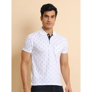 Generic Men's Casual Cotton Printed Polo Neck Half Sleeve T-Shirt (White)