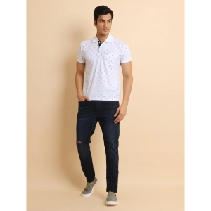 Generic Men's Casual Cotton Printed Polo Neck Half Sleeve T-Shirt (White)