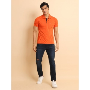Generic Men's Casual Cotton Printed Polo Neck Half Sleeve T-Shirt (Rust)