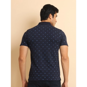 Generic Men's Casual Cotton Printed Polo Neck Half Sleeve T-Shirt (Navy)