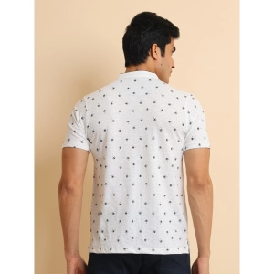 Generic Men's Casual Cotton Printed Mandarin Collar Half Sleeve T-Shirt (Offwhite)