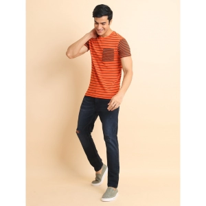 Generic Men's Casual Cotton Printed Round Neck Half Sleeve T-Shirt (Rust)
