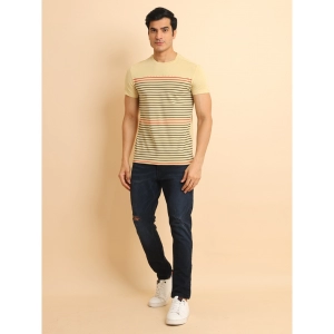 Generic Men's Casual Cotton Printed Round Neck Half Sleeve T-Shirt (Beige)