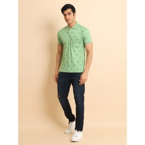 Generic Men's Casual Cotton Printed Polo Neck Half Sleeve T-Shirt (Light Green)