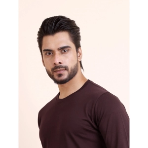 Generic Men's Casual Cotton Solid Round Neck Full Sleeve T-Shirt (Wine)