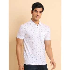 Generic Men's Casual Cotton Printed Polo Neck Half Sleeve T-Shirt (White)