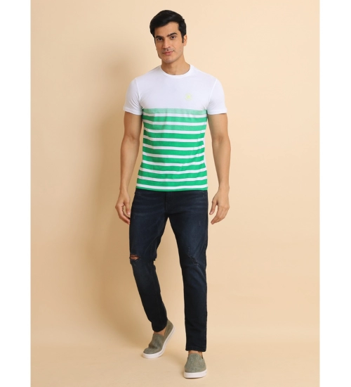 Men's Casual Cotton Printed Round Neck Half Sleeve T-Shirt (Green)