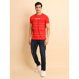 Generic Men's Casual Cotton Printed Round Neck Half Sleeve T-Shirt (Red)