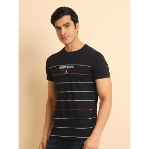 Generic Men's Casual Cotton Printed Round Neck Half Sleeve T-Shirt (Black)