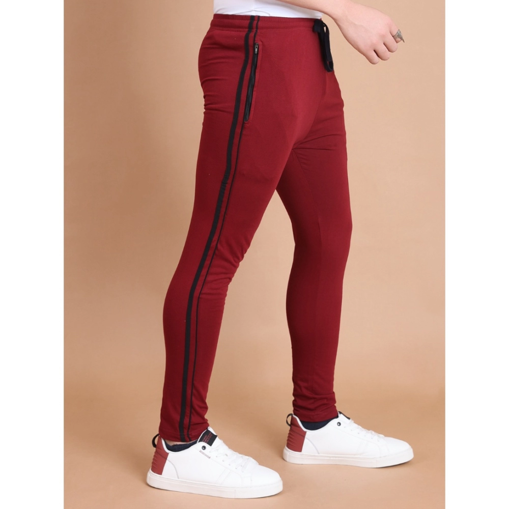 Men's Casual Cotton Striped Full Length Track Pant (Maroon) Men's Casual Cotton Striped Full Length Track Pant (Maroon)