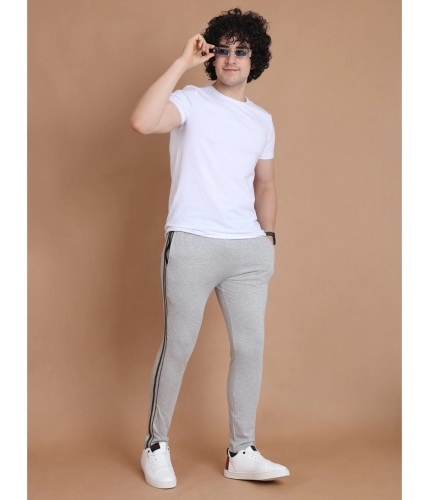 Men's Casual Cotton Striped Full Length Track Pant (Greymelange)