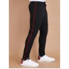 Men's Casual Cotton Striped Full Length Track Pant (Black)