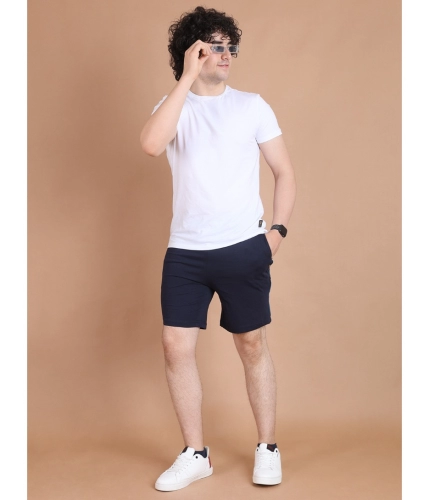 Men's Casual Cotton Striped Above knee Shorts (Navy)