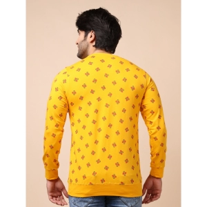 Generic Men's Casual Cotton Printed Round Neck Full Sleeve T-Shirt (Mustard)