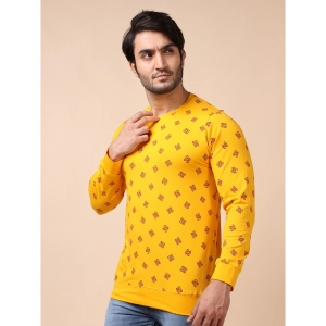 Generic Men's Casual Cotton Printed Round Neck Full Sleeve T-Shirt (Mustard)