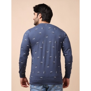 Generic Men's Casual Cotton Printed Round Neck Full Sleeve T-Shirt (Blue)